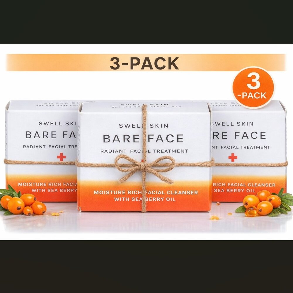 SWELL SKIN - Bare Face Cleansing Bar for All Skin, 2.25oz Acne Soap Bar, 3 PACK